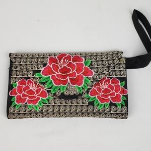 Wallet Embroidered floral multicolor 100% mexican art  Handmade/ cartera bordada